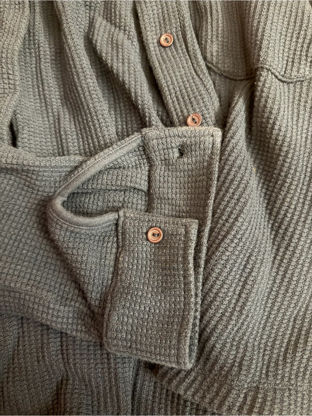 💕 blue Set Active waffle button down - Picture 4 of 4